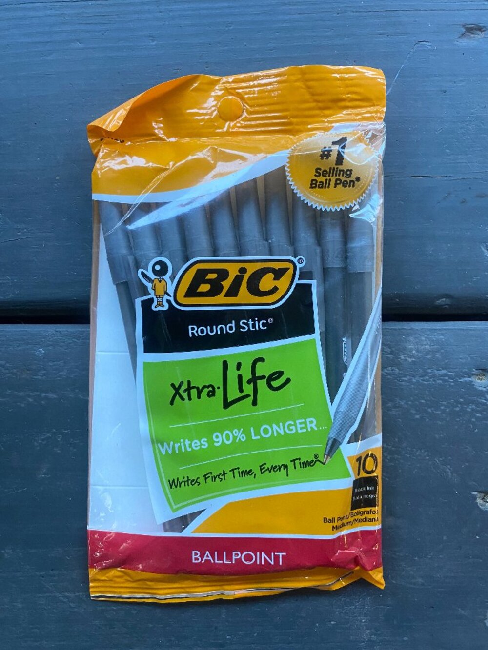 BIC Round Stic Xtra Life Ballpoint Pens-NEW-Black